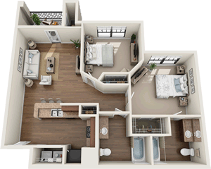 The Devonshire - Two Bedroom / Two Bath - 882 Sq. Ft.*